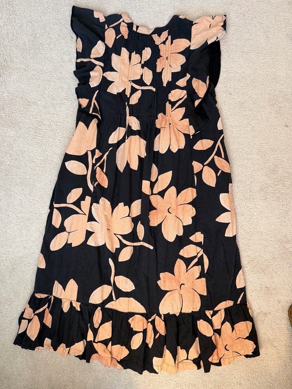 Anthropologie Maeve Floral Flounce Maxi Dress - Black & Peach - Picture 5 of 6